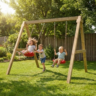 Columpio de madera Maxplay Swing con doble asiento para jardín