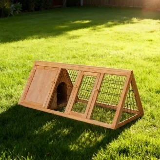 Conejera de madera para jardín con caseta y recinto para conejos y cobayas 118 x 50 x 45 cm – Farm 4