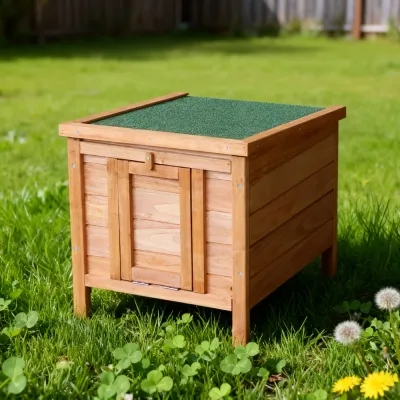Conejera de madera elevada para exterior para conejos y cobayas 42 x 51 x 43 cm – Farm 5