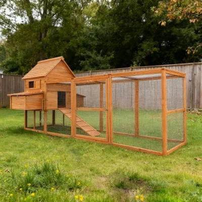 Gallinero de madera para exterior con gran recinto 310 x 150 x 150 cm – Farm 6