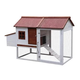 Gallinero de madera de varios niveles con recinto y nidal 145 x 70 x 105 cm – Farm 7