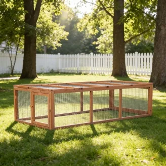Conejera de madera para exterior de 2 niveles con gran recinto – Farm 9 con Farm 8