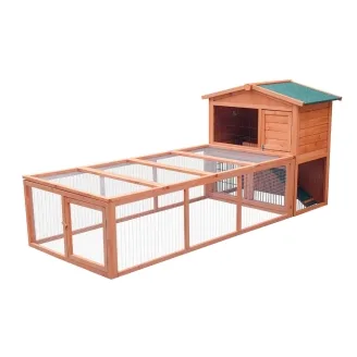 Conejera de madera para exterior de 2 niveles con gran recinto – Farm 9 con Farm 8