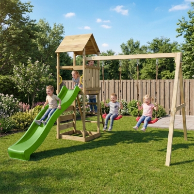 Parque infantil de madera Maxplay 2.2 con torre y columpios