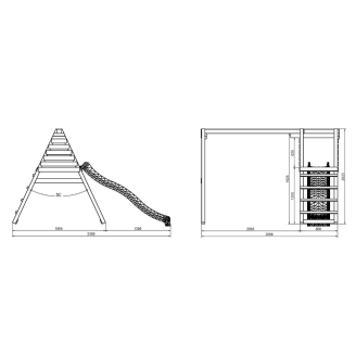 Área de juegos de madera Maxplay Gym con tobogán rojo y doble columpio