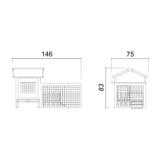 Conejera de madera gris para exterior con recinto para conejos y cobayas 146 x 75 x 83 cm – Farm 1