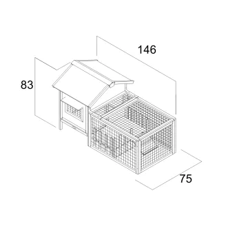 Conejera de madera gris para exterior con recinto para conejos y cobayas 146 x 75 x 83 cm – Farm 1