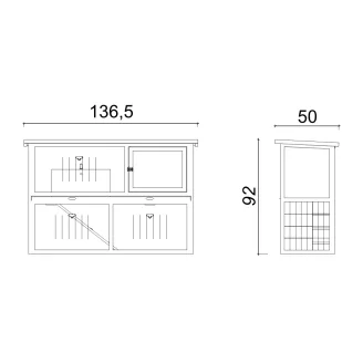 Conejera de madera de 2 niveles para exterior con recinto 136 x 50 x 92 cm – Farm 2