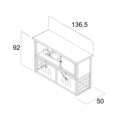 Conejera de madera de 2 niveles para exterior con recinto 136 x 50 x 92 cm – Farm 2