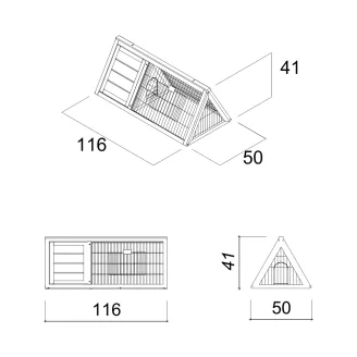 Conejera de madera para exterior con refugio y recinto 116 x 50 x 41 cm – Farm 3