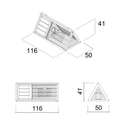 Conejera de madera para exterior con refugio y recinto 116 x 50 x 41 cm – Farm 3