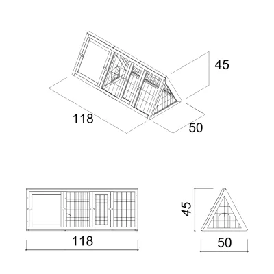 Conejera de madera para jardín con caseta y recinto para conejos y cobayas 118 x 50 x 45 cm – Farm 4