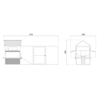 Gallinero de madera para exterior con gran recinto 310 x 150 x 150 cm – Farm 6