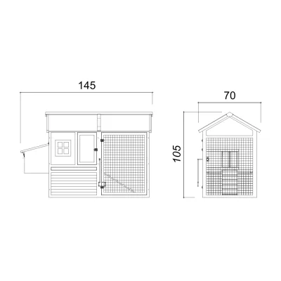 Gallinero de madera de varios niveles con recinto y nidal 145 x 70 x 105 cm – Farm 7