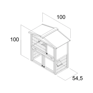 Conejera y gallinero de madera de dos niveles para exterior 100 x 54 x 100 cm – Farm 9