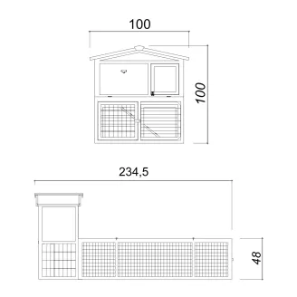 Conejera de madera para exterior de 2 niveles con gran recinto – Farm 9 con Farm 8