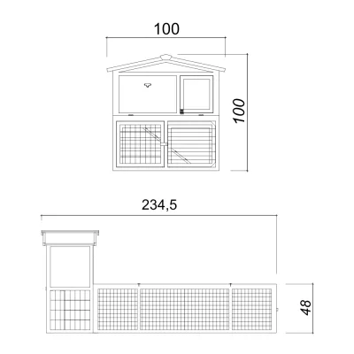 Conejera de madera para exterior de 2 niveles con gran recinto – Farm 9 con Farm 8