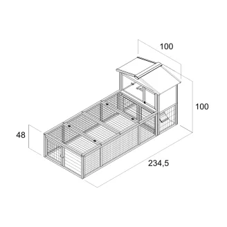 Conejera de madera para exterior de 2 niveles con gran recinto – Farm 9 con Farm 8