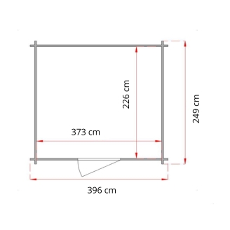 Caseta de jardín de madera Diana 4x2,5 m Blockhouse 25 mm con puerta doble con ventana y ventana