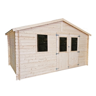 Caseta de jardín de madera Diana 4x2,5 m Blockhouse 25 mm con puerta doble con ventana y ventana