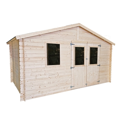 Caseta de jardín de madera Diana 4x2,5 m Blockhouse 25 mm con puerta doble con ventana y ventana