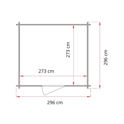 Caseta de jardín de madera Matilde 3x3 m Blockhouse 25 mm con suelo, puerta doble con ventana y ventana