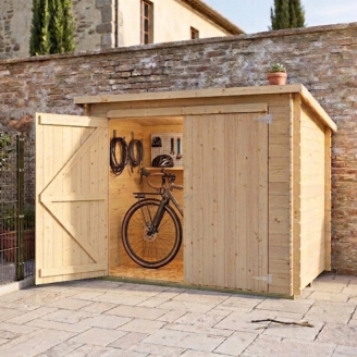 Caseta de madera adosada Oscar 218x130 cm con suelo y puerta doble