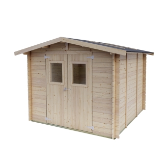Caseta de madera Ludovica 2,5x2,5 m Blockhouse 25 mm con suelo y puerta doble con ventana