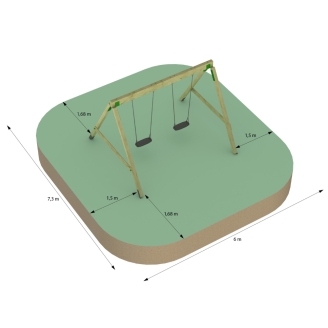Columpio de Madera FunForte Swing Doble Asiento para Uso Público