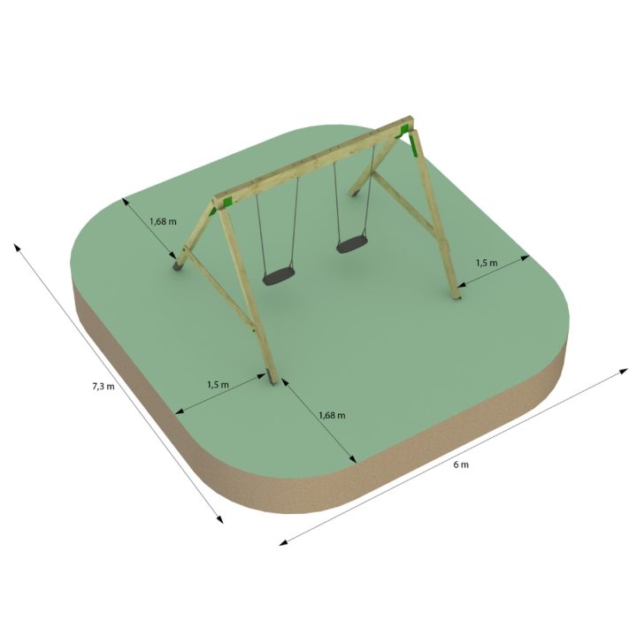 Columpio de Madera FunForte Swing Doble Asiento para Uso Público