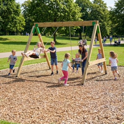 Columpio de Madera FunForte Swing Doble Asiento para Uso Público