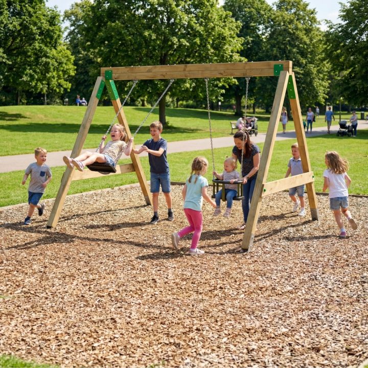 Columpio de Madera FunForte Swing Doble Asiento para Uso Público