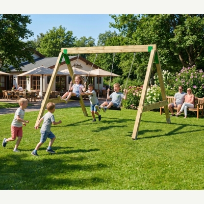 Columpio de Madera FunForte Swing Doble Asiento para Uso Público