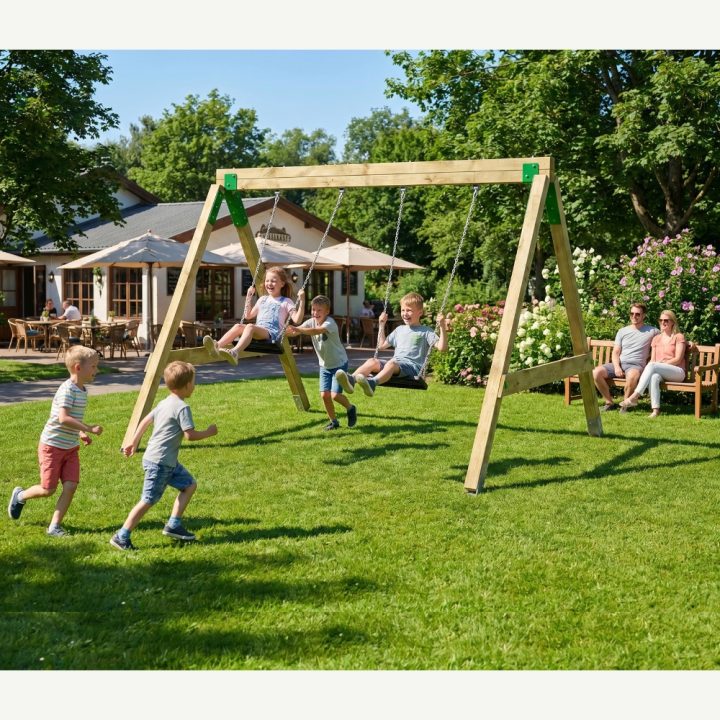 Columpio de Madera FunForte Swing Doble Asiento para Uso Público