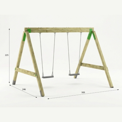 Columpio de Madera FunForte Swing Doble Asiento para Uso Público