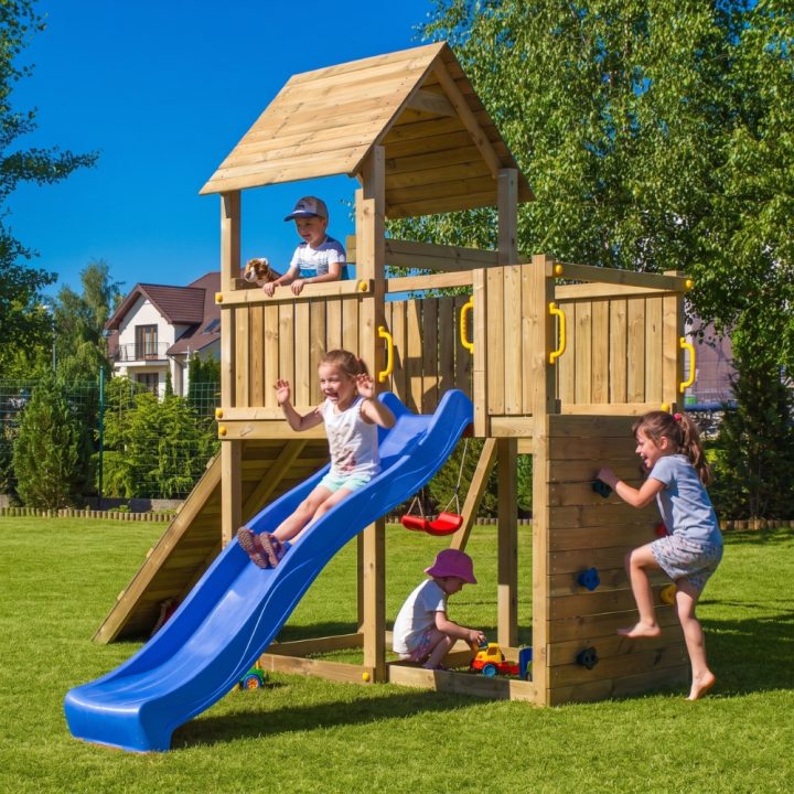 Juegos de jardín - Tobogán de madera, columpio y escalada Carol 3