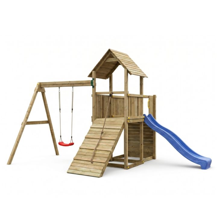 Juegos de jardín - Tobogán de madera, columpio y escalada Carol 3