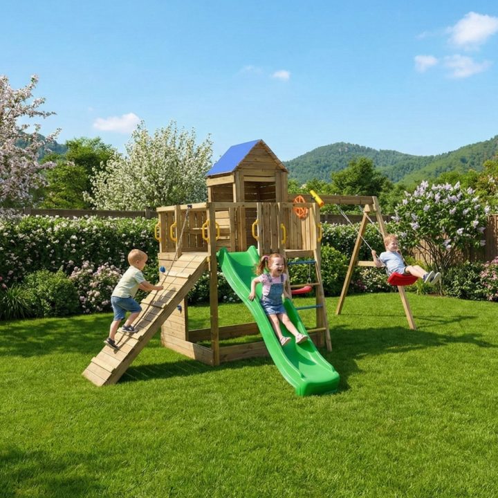 Juegos de jardín - Casa para niños y columpio Fungoo Treehouse 3 gi...