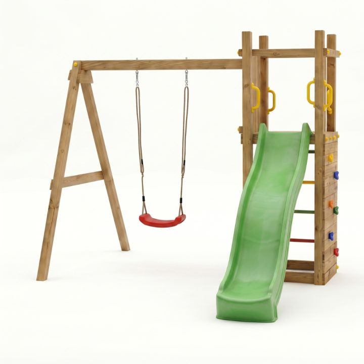 Juegos de jardín - Tobogán y columpio de madera Fungoo Funny 3-Gior